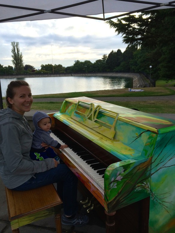 Trying out a painted piano at Volunteer Park with the babe